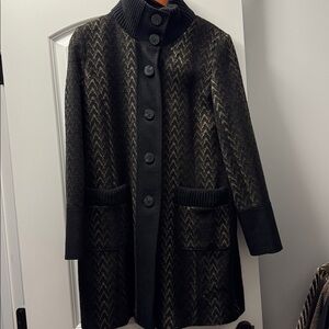Via Spiga Black and Brown Chevron Jacket
